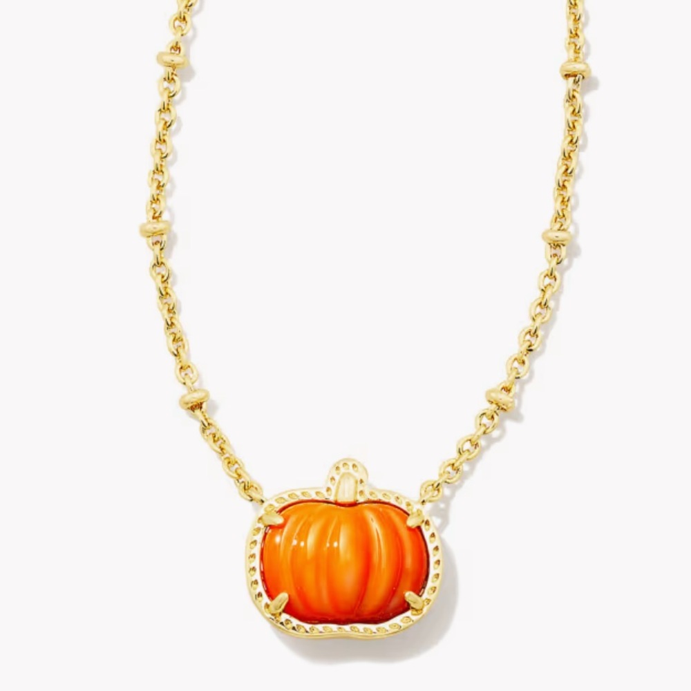 kendra scott pumpkin gold short pendant necklace